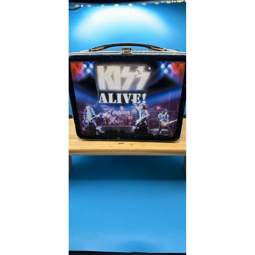 Vintage Kiss Alive! Metal Lunchbox Tin Carry Case Rock Band NECA Black